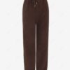 best ZAFUL Women's Casual Fleece Drawstring Pocket Solid Color Beem Feet Pants - DEEP COFFEE L