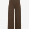 ladies Women's Solid Color Pocket Zipper Fly Straight Jeans - COFFEE S